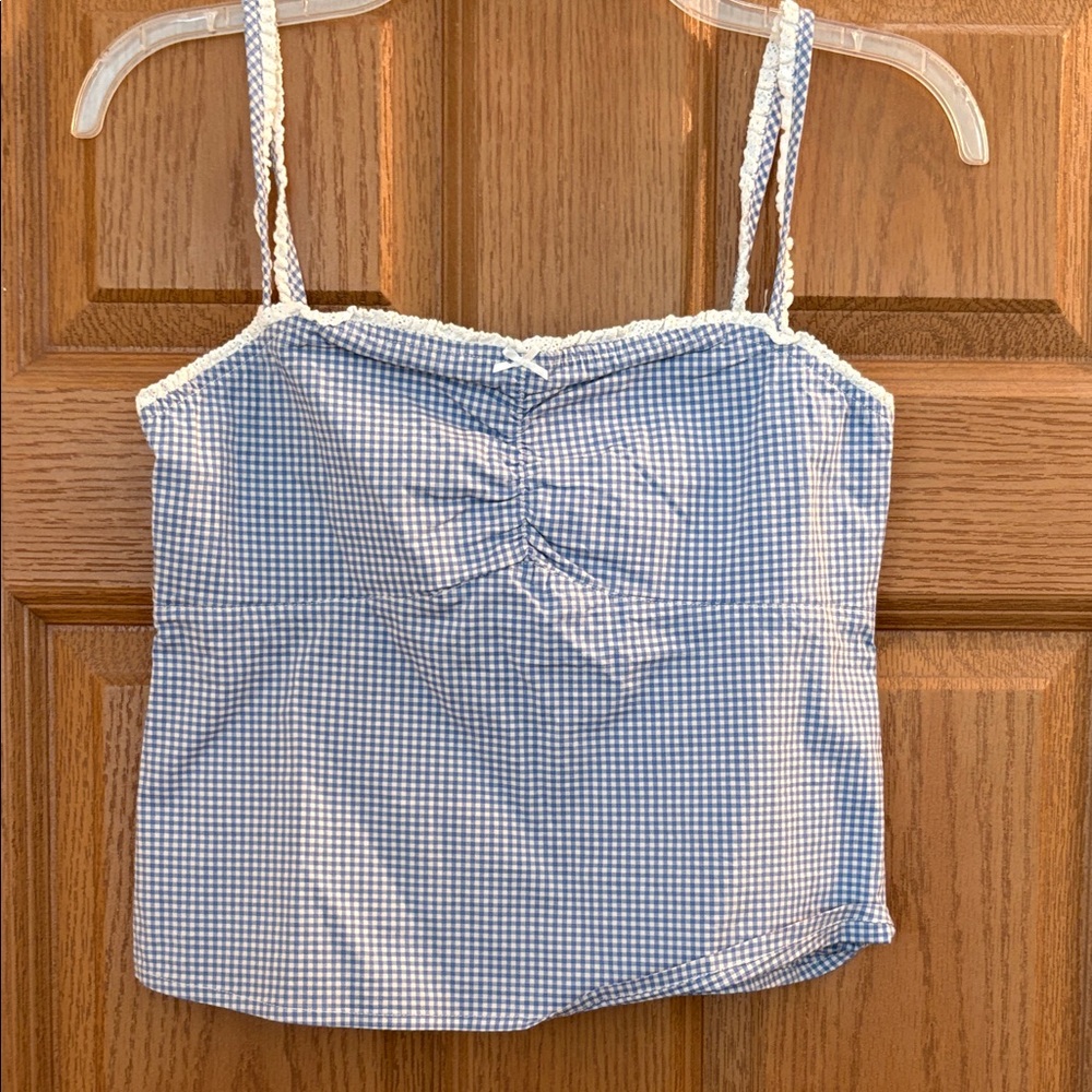 Brandy Melville Blue and White Gingham Camisole